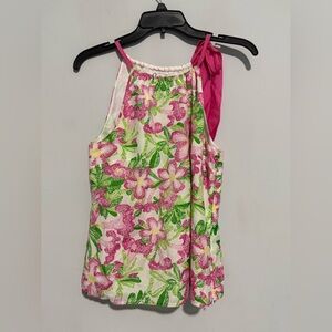 Lilly Pulitzer Women’s Size 4 Silk Blend Tie Blouse High Neck Sleeveless